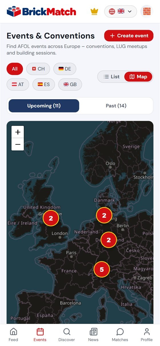 Screenshot: event map in the app