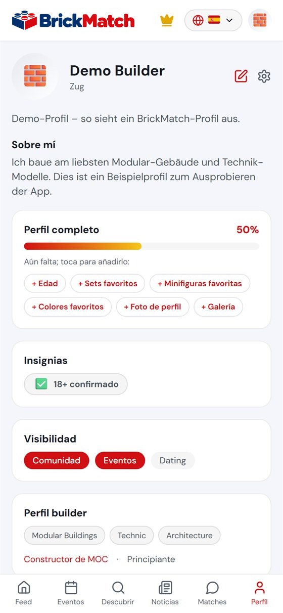 Captura: perfil de builder con temas, estilo y habilidades