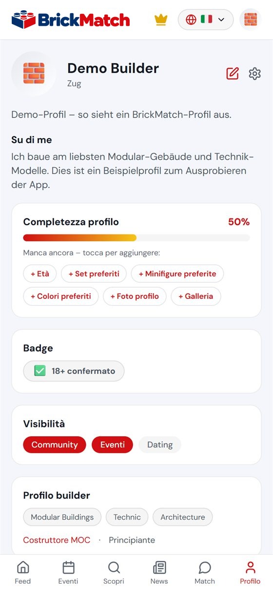 Screenshot: profilo builder con temi, stile e skill