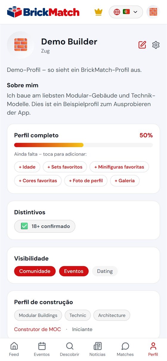 Captura: perfil de builder com temas, estilo e competências