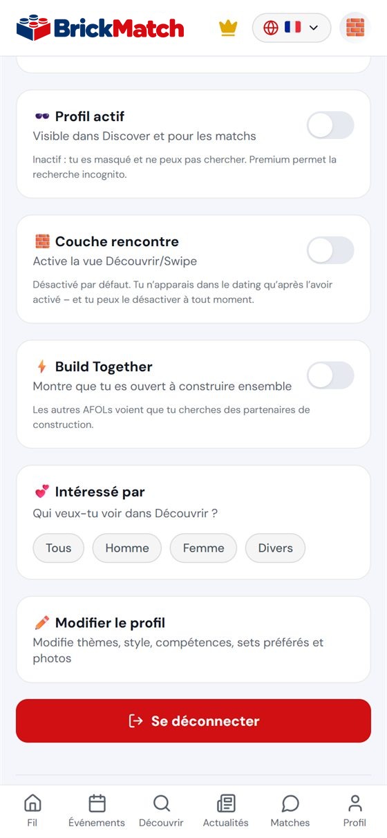 Capture : réglages avec l’interrupteur dating
